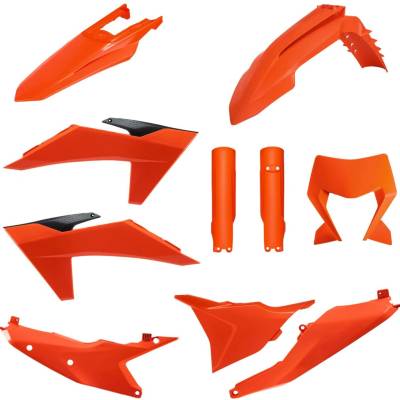 POLISPORT kompletní sada plastů (FULL KIT) KTM EXC/EXC-F/XC-W/XC-WF TBI 24-25 v sadě kryt světla a kryty tlumičů (8352500001) barva oranžová