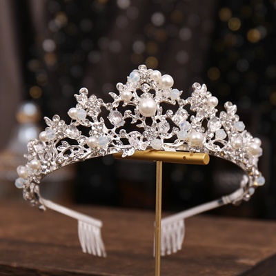 Naishide Jewelry korunka TIÁRA do vlasů PRINCESS CRYSTAL stříbrná