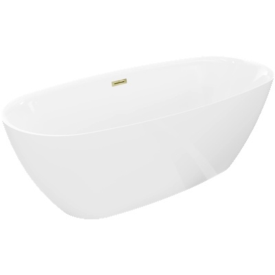 Mexen Luvo Slim свободностояща вана 170 x 75 см, бяла, позлатен преливник - 52801707500-50 (52801707500-50)