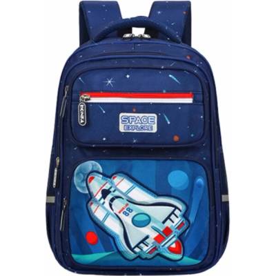 Lean Dětský školní batoh s hrudním popruhem, tmavě modrý, Rocket Space 20L 41cm