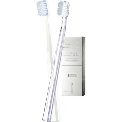 Swiss-Smile Pece Pece-o-zuby Sada bělících zubních kartáčků Medium Soft transparentní a bílé 2 ks