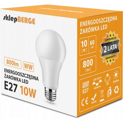 BERGE LED žárovka E27 - 10W - 800Lm - teplá bílá MZ0202