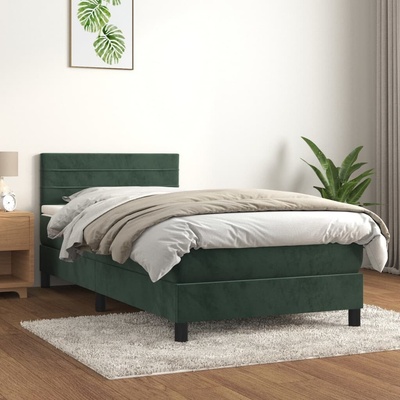 vidaXL 3141334 Boxspring postel s matrací samet / barva Tmavě zelená
