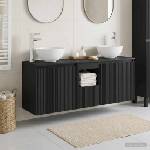 vidaXL Комплект шкафове за баня 3 бр. Черно 129 x 41 x 80 см (3405628)