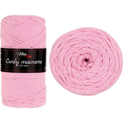 Vlna-hep Cordy macrame 2,5mm - šňůra bavlna Cordy macrame 2,5mm: nová - 8004 Světle růžová