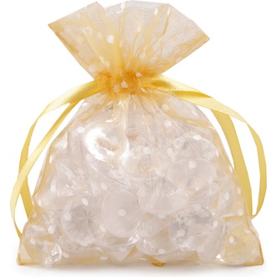 Prima-obchod Dárkový pytlík puntíky 10x13 cm organza, barva 11 27 zlatá