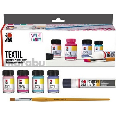 Marabu Farby na textil Sweet Candy sada 4 x 15 ml