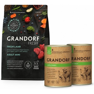 Grandorf Mini Box - Комплект беззърнена храна + 2 консерви за мини породи кучета