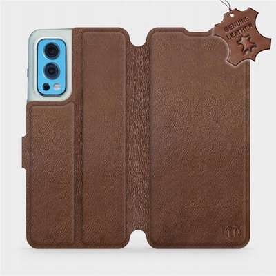 Mobiwear Kožené flip OnePlus Nord 2 5G - hnedé - L_BRS