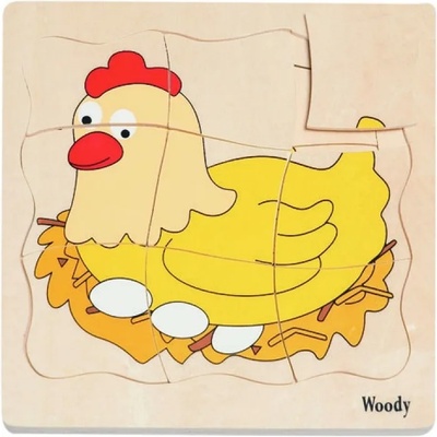 Woodyland Дървен многопластов пъзел Woody - Яйце и кокошка (90073)