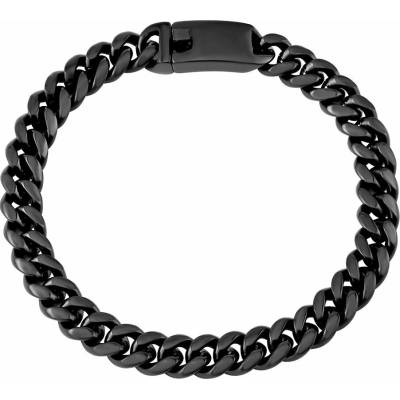 SILVEGO Náramek Curb Pancr z chirurgické oceli černý 8 mm KMM190500B