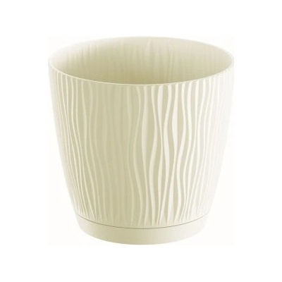 PROSPERPLAST Kvetináč + miska SANDY P krémový 23,9cm