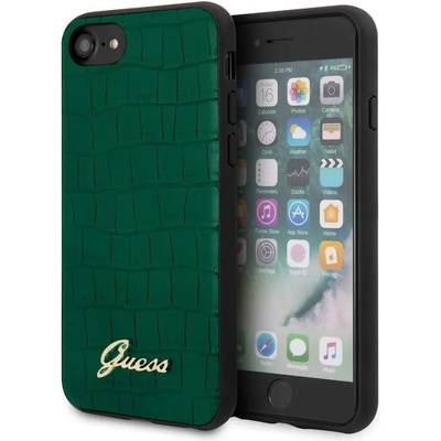 GUESS Croco Cover - дизайнерски кожен кейс за iPhone SE (2020), iPhone 8, iPhone 7 (зелен)