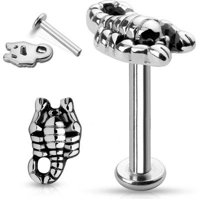Šperky Eshop piercing do brady labret se škorpionem C1.11