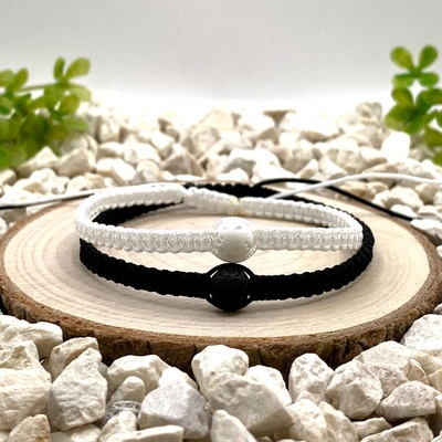 Certom párové macramé náramky Láva černá a Láva bílá 0474