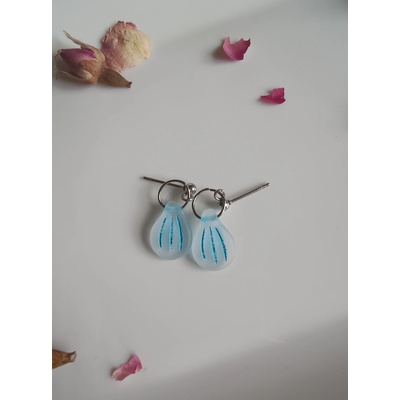 MagieKorálků.cz visací náušnice plochá kapka 20049 Světle modrá