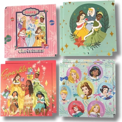 žiadna značka Vianočné pohľadnice Disney Princess Dvojité s obálkami Sada 8 Kusov