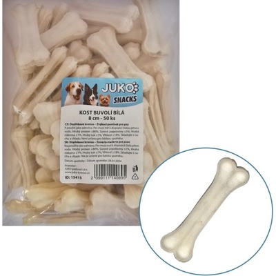 JUKO Snacks Kosť byvolia biela 8 cm 50 ks