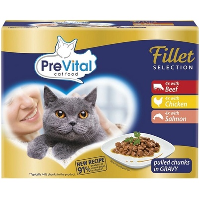 PreVital Vrecko hovädzie-kuracie-losos 12 x 85 g
