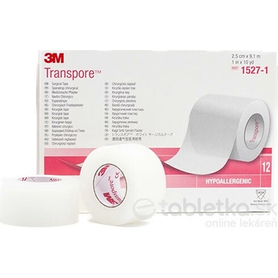 3M Transpore Fixačná náplasť transparentná 2, 5 cm x 9,1m, cievka 12 ks