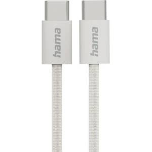 Hama Кабел за зареждане "Fabric", USB-C - USB-C, 1 m, Nylon, сив (201728) - tehnik