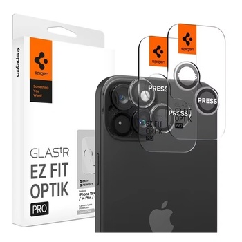 Spigen Комплект от 4 стъклени протектора за камера Spigen Optik EZ FIT, съвместими с iPhone 15 / 15 Plus Crystal Clear (AGL06918) (AGL06918)