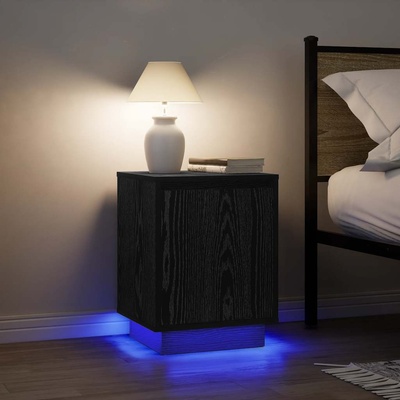vidaXL Нощни шкафчета с LED осветление 2 бр. , черни 38x34x50 cm (861268)