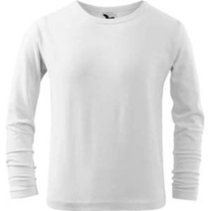 MALFINI Fit-T LS детска тениска с дълъг ръкав, бяла (12100)