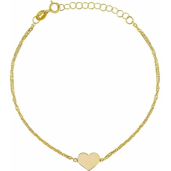 Silvego Jemný zlatý náramok Singapur zdobený srdcom Y AWSGVD025BGY2-17 cm