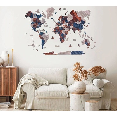 Enjoy the Wood 3D nástěnná dřevěná mapa World Map Dune Prime L