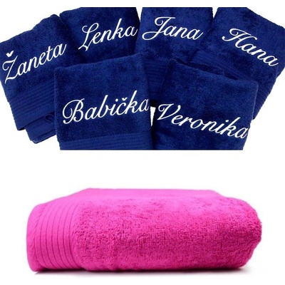Zelenáčky ručník s výšivkou jména na přání bavlna 50 x 100 cm růžová magenta