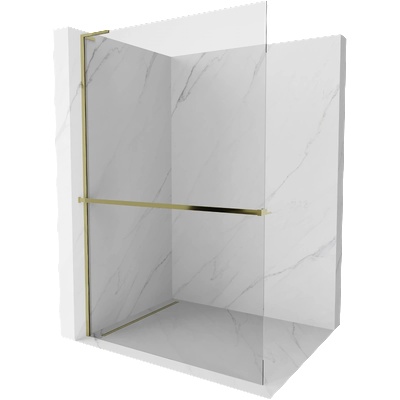 Mexen Kioto+ L стена за душ с рафт Walk-in 65 x 200 см, прозрачно, златно - 800-065-123-50-00 (800-065-123-50-00)