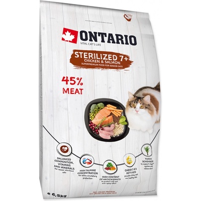 Ontario Cat Fresh Meat Sterilized 7 + Chicken & Salmon 6,5 kg