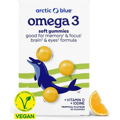Arctic blue Kids Vegan Omega 3 DHA Vitamin D 200IU 250 mg 30 gummies