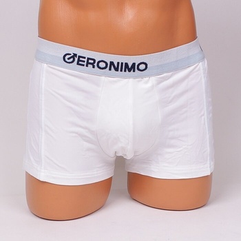 Мъжки боксер в бял цвят с тъмносин надпис