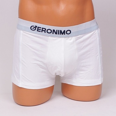 Мъжки боксер в бял цвят с тъмносин надпис
