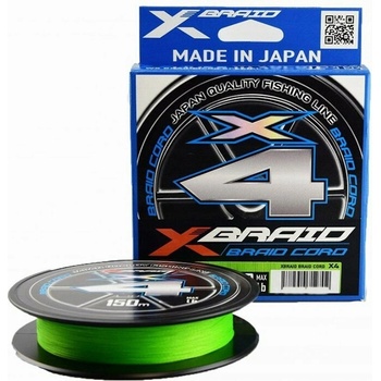 YGK X-Braid Cord X4 150m Zelená #PE1,5 0,205mm/11,2kg