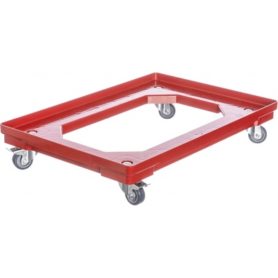 PK Group Vozík pod přepravky 2 otočná + 2 kolečka s brzdou 50 mm polyuretan Barvy: Červená