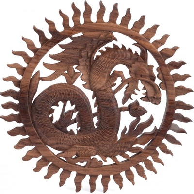 Dřevěná nástěnná dekorace DRAK natural ø 40 cm