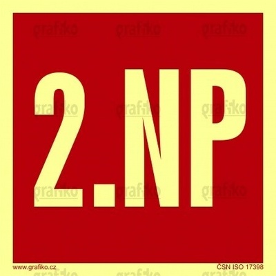 Grafiko | Označení podlaží - 2.NP - fotoluminiscenční - Materiál Plast, Rozměr 200x200mm