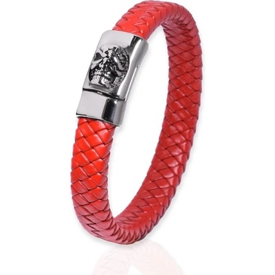 Impress Jewelry pánský splétaný kožený náramek Lebka Červený 2304201100441969LR