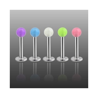 Šperky eshop labret průsvitná barevná kulička W42.33 Neonová Zelená