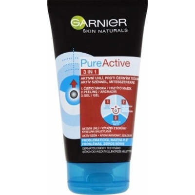 Garnier Skin Naturals Pure Active 3v1 aktivní uhlí proti černým tečkám 150 ml