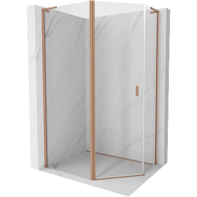 Mexen Mist L асиметрична петстенна душ кабина 90x80 см, прозрачна, четкано (8A8L-090-080-65-00)
