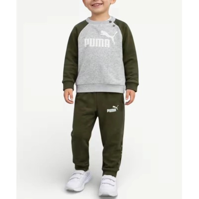 PUMA Essentials Minicats Raglan Tracksuit Grey/Green