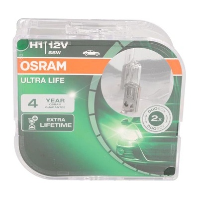 Крушка OSRAM H1, 12V, 55W, 3200K, 1550lm, 2 броя