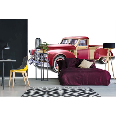 DIMEX ART Самозалепваща се флизелинова фототапета червена ретро кола 375 x 250 см