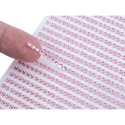 Samolepicí kamínky na lepicím proužku Ø3 mm - 3 růžová sv.