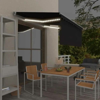 zahrada-XL Ručně zatahovací markýza s roletou a LED 3,5x2,5 m antracitová