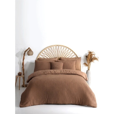 Mila Home Luxury Кафяво единично спално бельо от памук Renforcé 140x200 cm Waffle Striped - Mila Home Luxury (MHBDL031S)